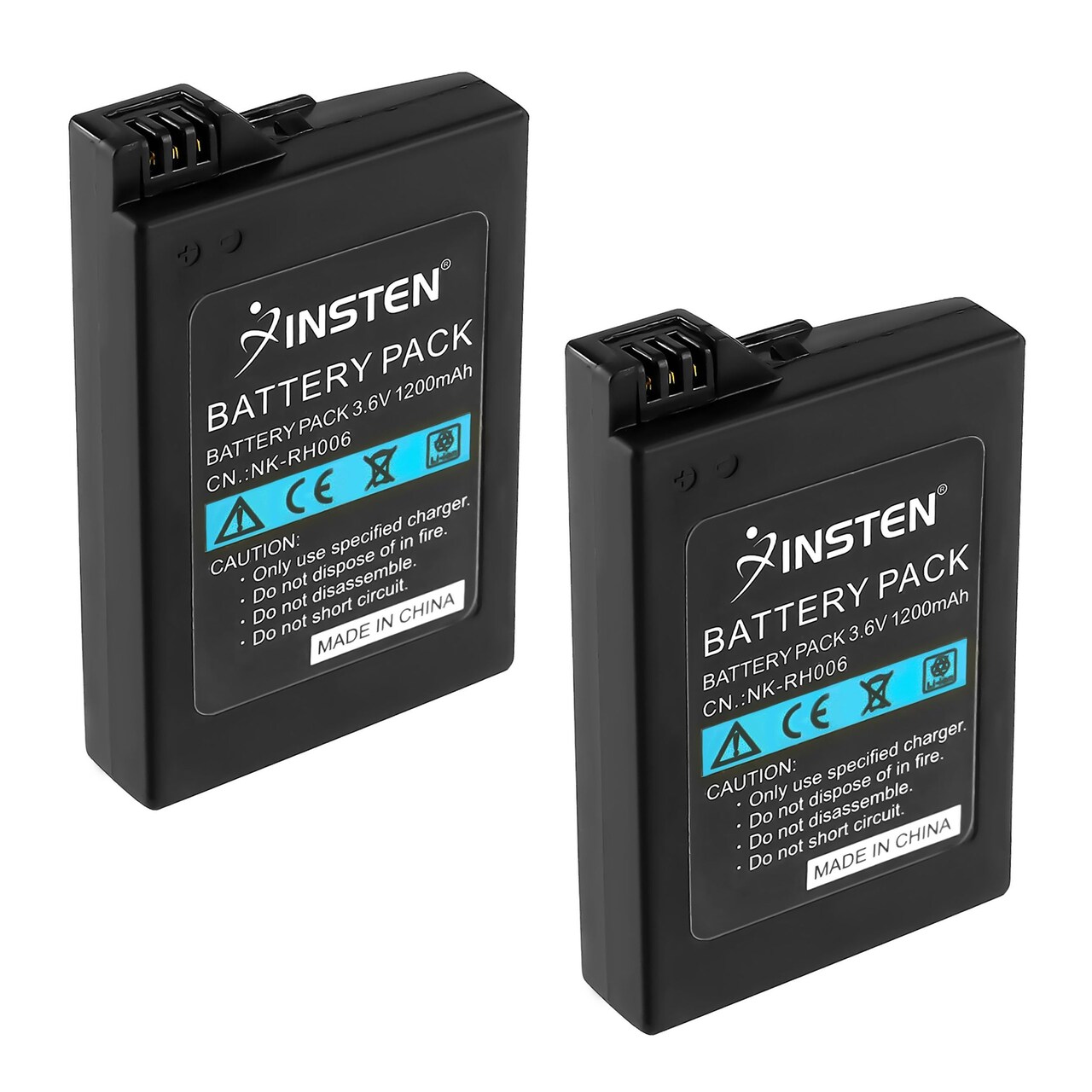 2-Pack High Capacity Replacement Battery for Sony PSP 2000 3000, Playstation Portable Slim PSP-2000 PSP-2001 PSP-3000 PSP-3001 PSP-3002 Rechargeable Lithium 3.6V 1200mAh 2x Batteries by Insten